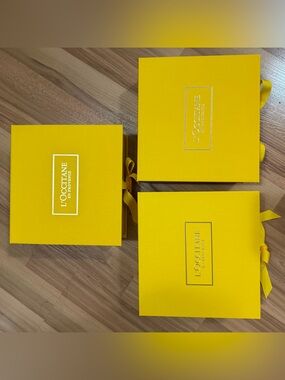 L'OCCITANE Yellow Gift Boxes with Gold Logo - Set of 3
